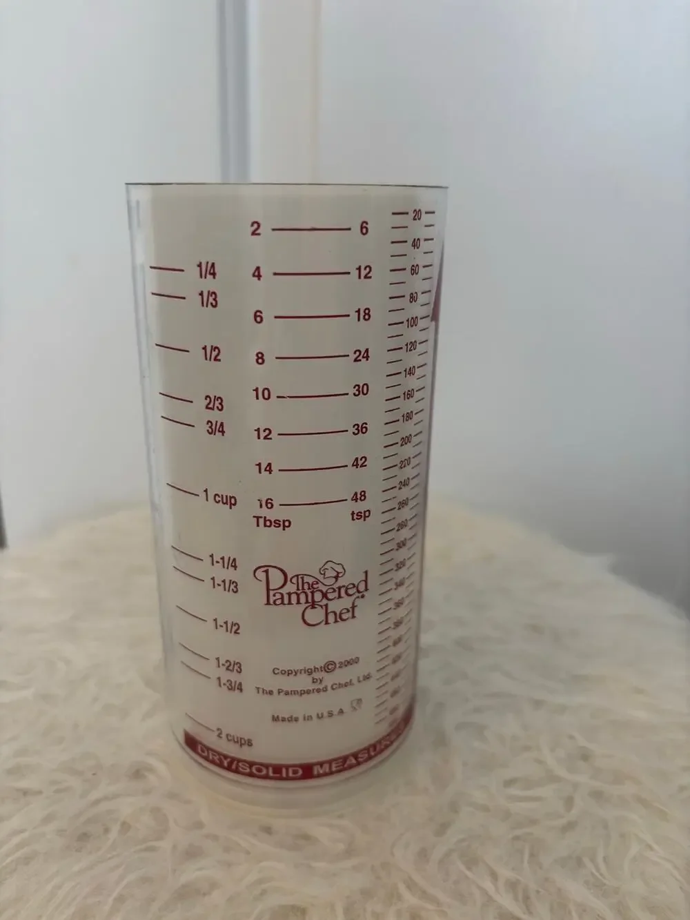 Pampered Chef Measure All 2 Cup Wet Dry 2000 Plastic Adjustable Measuring Cup